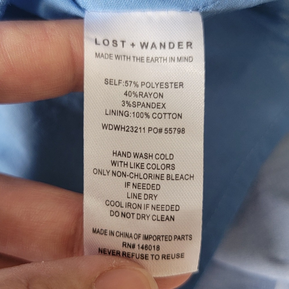 NWT Lost + Wander Riviera Midi Dress Blue Embroidered A-line Tiered Pocket Small - Picture 8 of 16